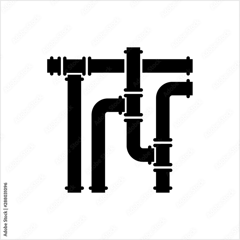 Pipe Icon, Pipe Fitting Icon, Water, Gas, Oil Pipeline, Plumbing Work