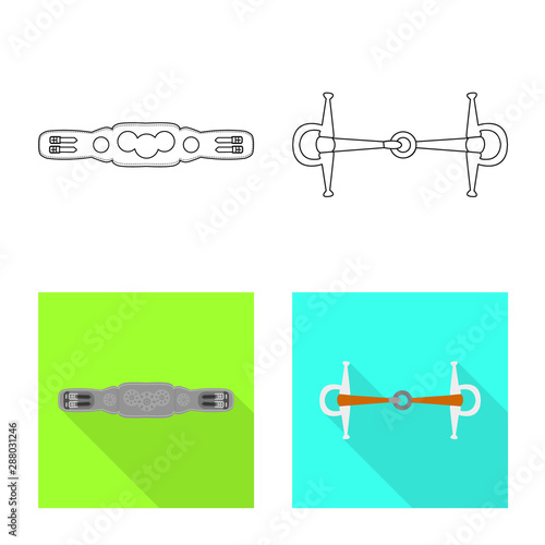 Isolated object of equipment and riding symbol. Collection of equipment and competition stock symbol for web.