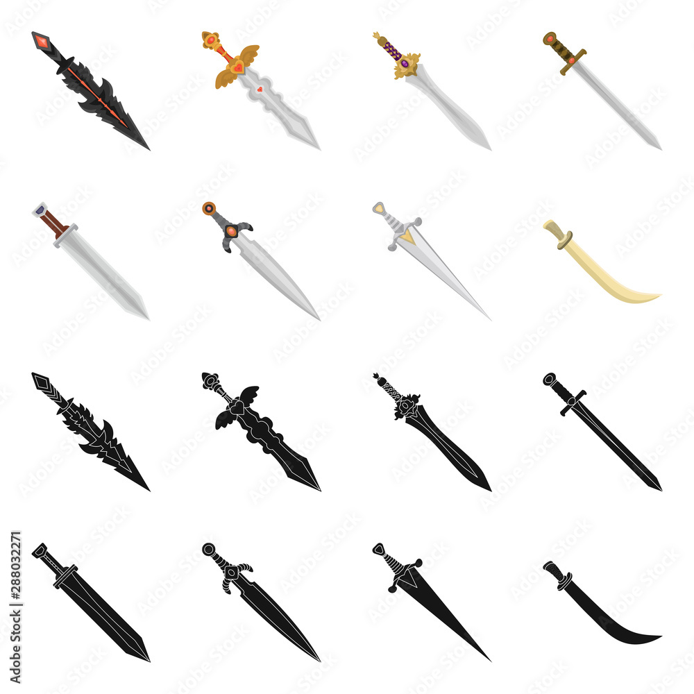 Vector illustration of game and armor sign. Set of game and blade stock symbol for web. Vector illustration of game and armor sign. Set of game and blade stock symbol for web.