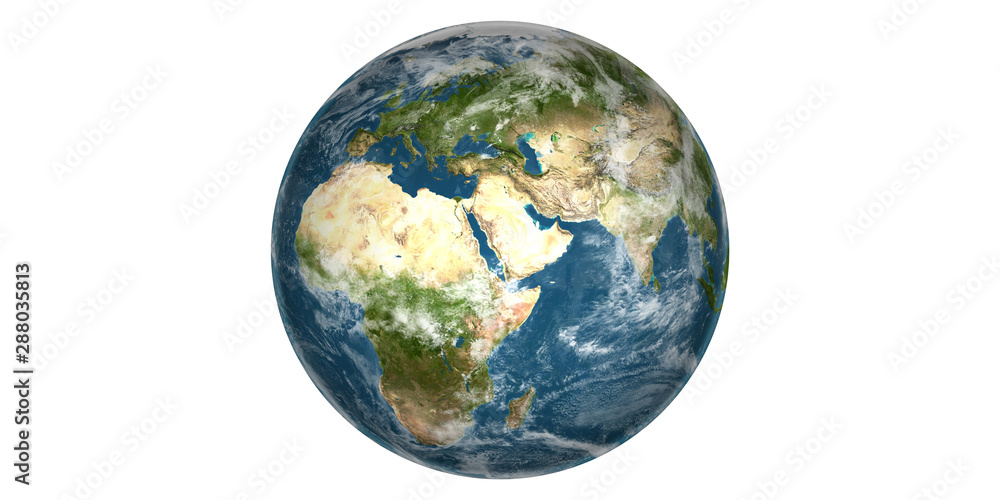 Earth white background from space