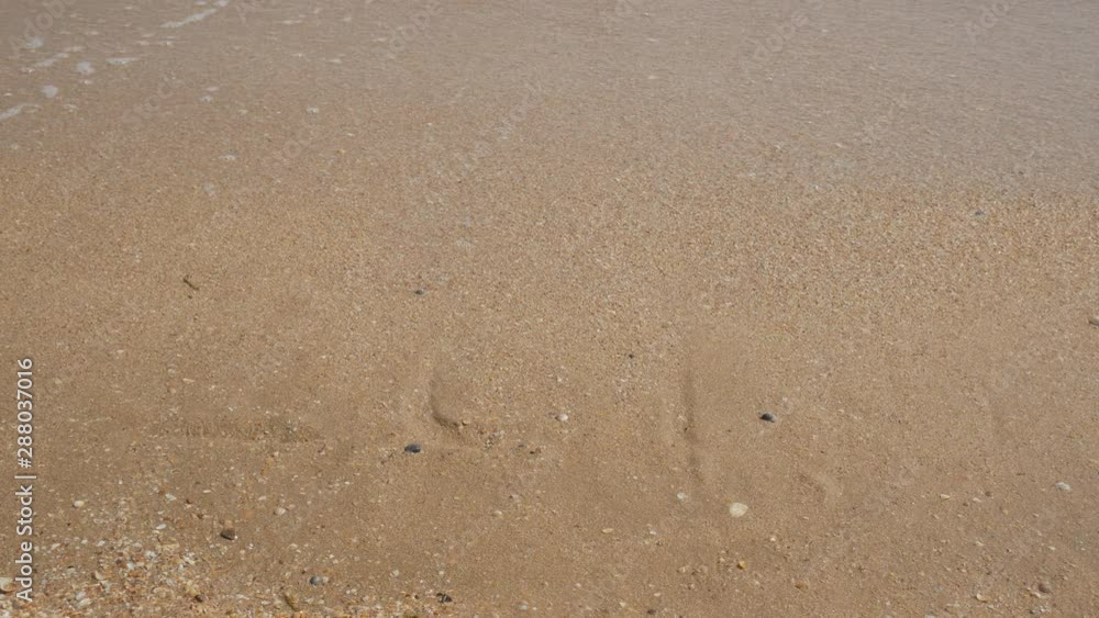 2019 drawn on the sand being washed away by a wave at the beach 2019 drawn on the sand being washed away by a wave at the beach