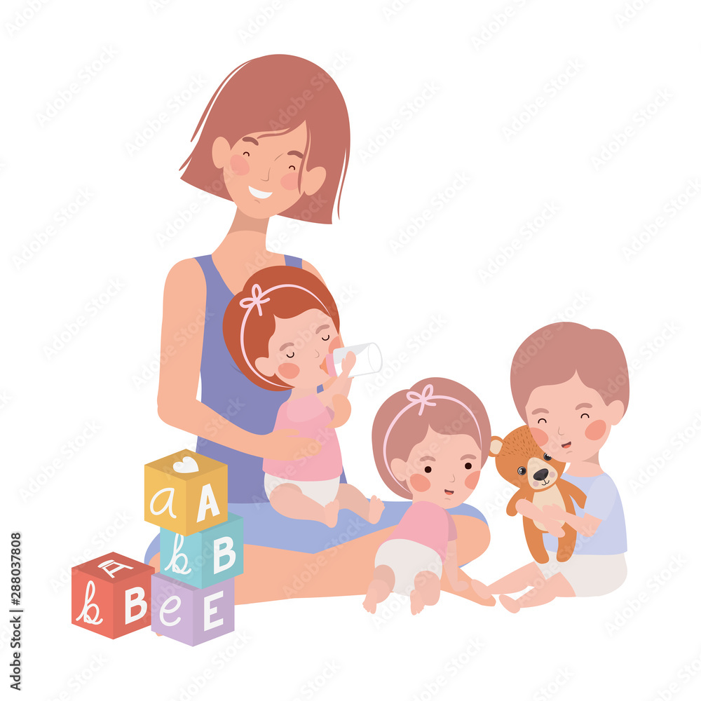 cute pregnancy mother with little kids characters cute pregnancy mother with little kids characters