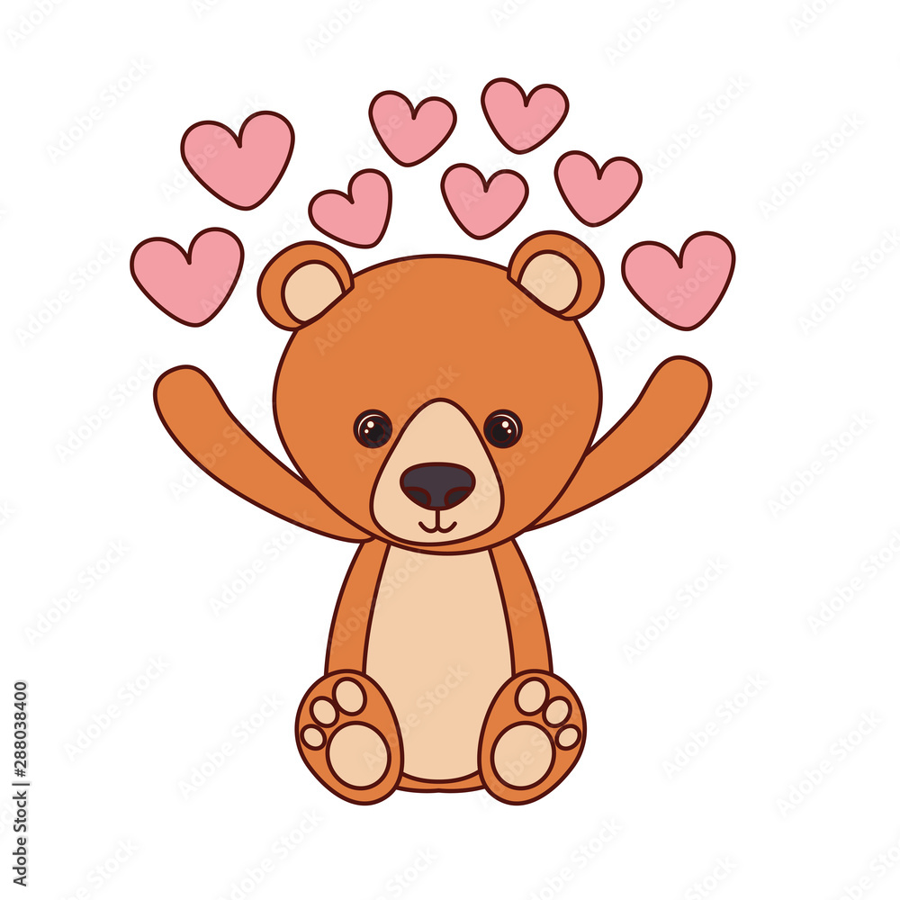 Obraz premium cute bear teddy stuffed baby toy with hearts