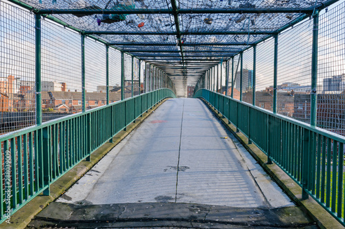 Empty inner-city pedestrian footbridge