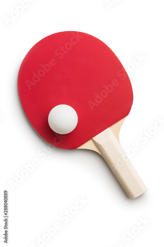 Cuadro en lienzo Ping pong racket and ball. Table tennis equipment.