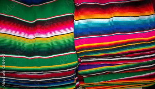 brightly colored Mexican blankets