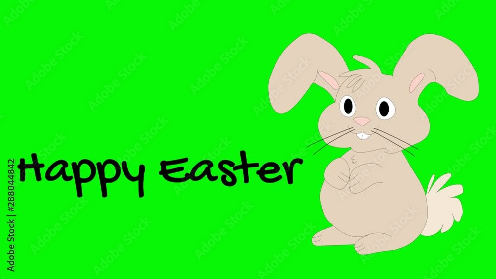Happy Easter animated greeting with bunny on removable green screen. Happy Easter animated greeting with bunny on removable green screen.