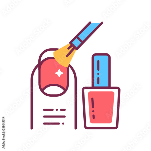 Procedure manicure color line icon. Paint your nails. Beauty industry. Pictogram for web page, promo.