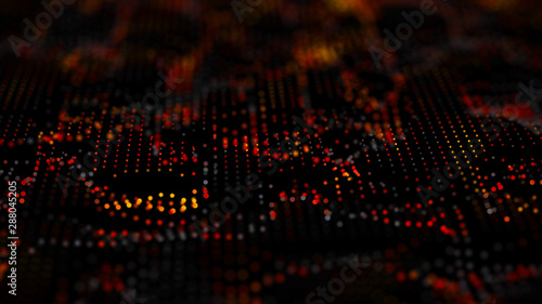 Wave 3d. Big data. Abstract grid illustration. Data technology background.
