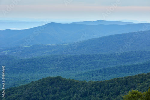 View of the Blue Ridge mountains from an overlook along Skyline Drive in Shenandoah National Park  Virginia