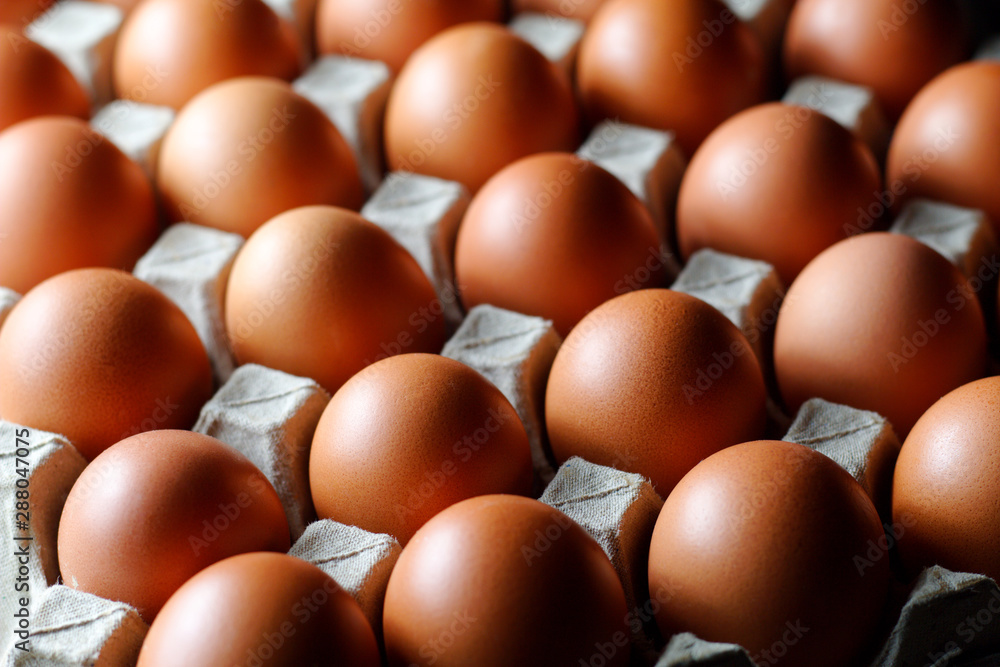 Fresh raw chicken eggs in carton egg box Fresh raw chicken eggs in carton egg box
