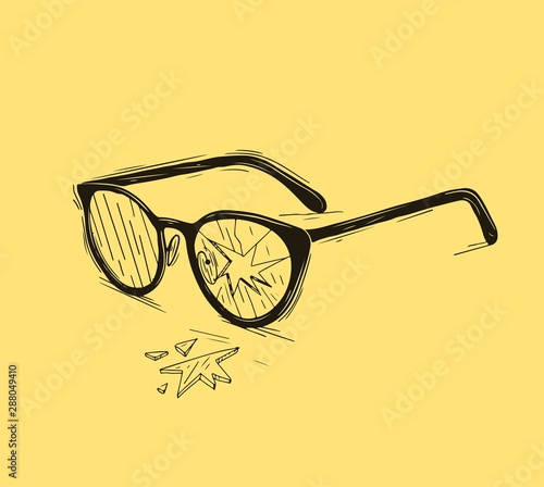 Broken Broken glasses. glasses. Vector illustration. break glasses.