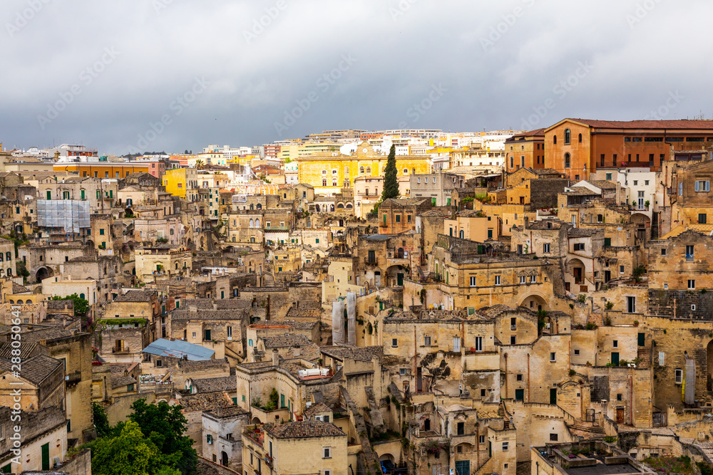 Naklejka premium Italy, Basilicata, Province of Matera, Matera. Overview of the city.