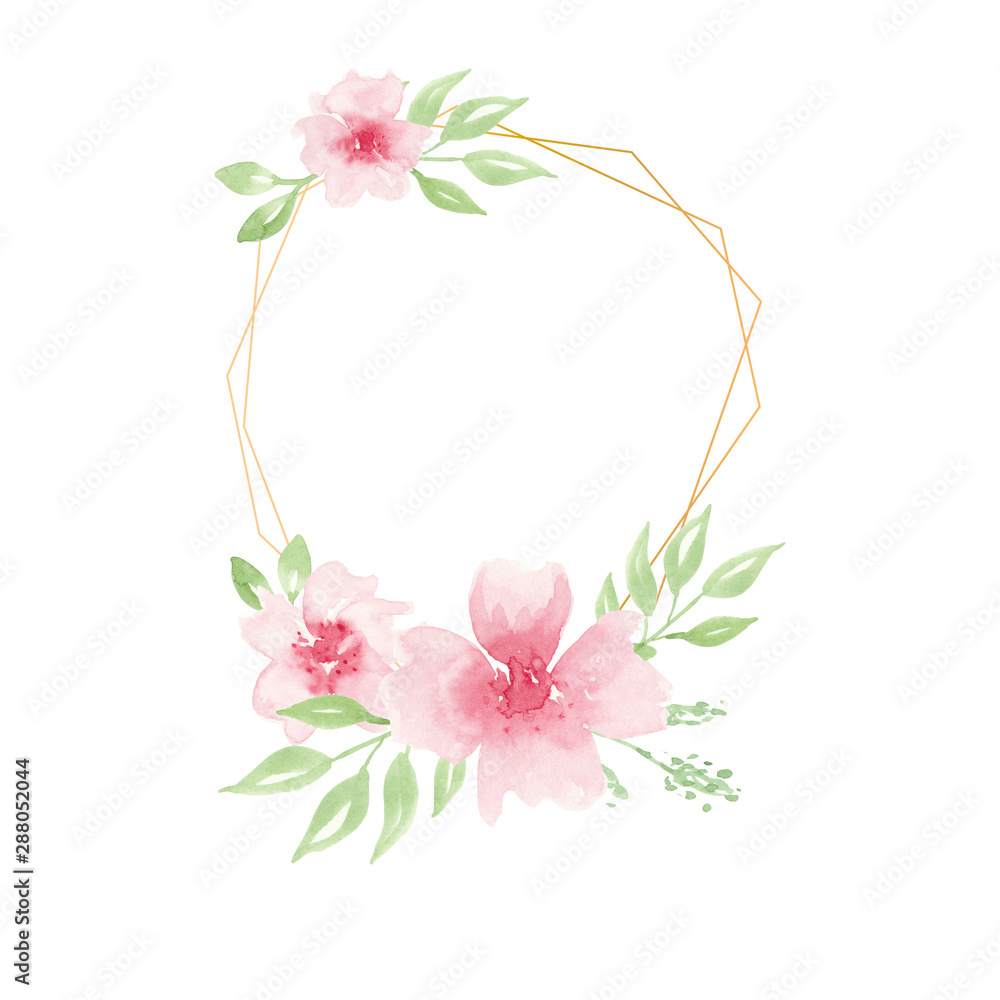 Wedding invitation card template, geometrical floral frame.