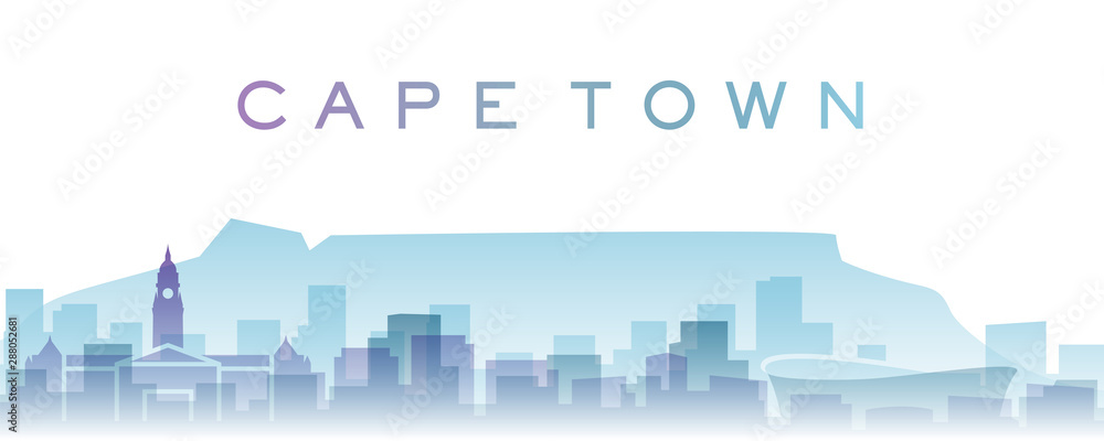 Cape Town Transparent Layers Gradient Landmarks Skyline