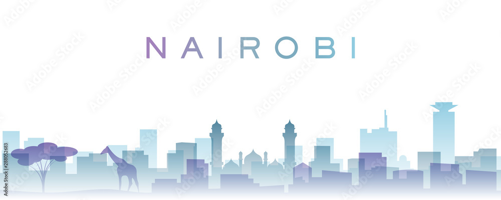 Nairobi Transparent Layers Gradient Landmarks Skyline