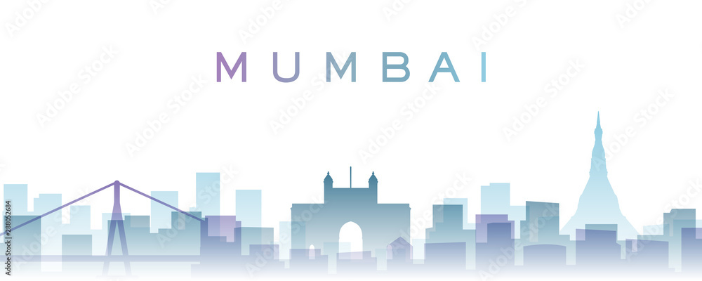Mumbai Transparent Layers Gradient Landmarks Skyline