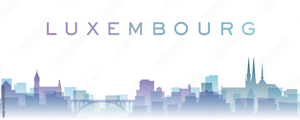 Luxembourg Transparent Layers Gradient Landmarks Skyline - obrazy, fototapety, plakaty 