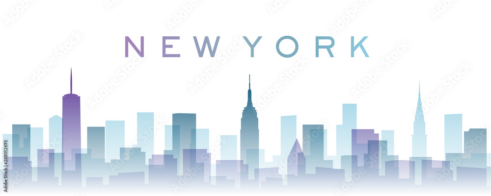 New York Transparent Layers Gradient Landmarks Skyline