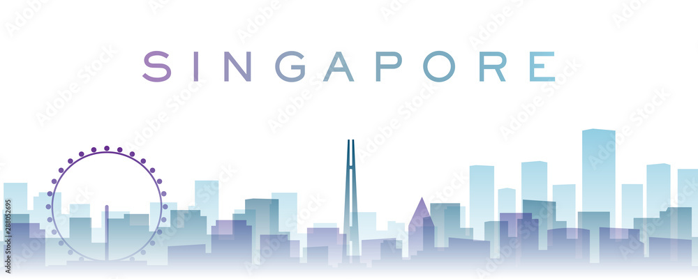 Singapore Transparent Layers Gradient Landmarks Skyline