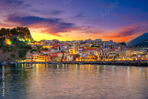 Panoramic view of scenic Parga city, Greece