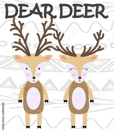 Cute cartoon deer in scandinavian style. Childish print for nursery, kids apparel,poster