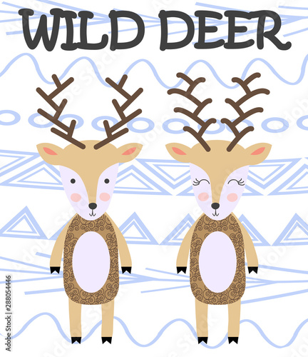 Cute cartoon deer in scandinavian style. Childish print for nursery, kids apparel,poster