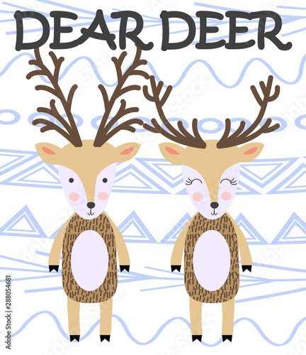 Cute cartoon deer in scandinavian style. Childish print for nursery, kids apparel,poster