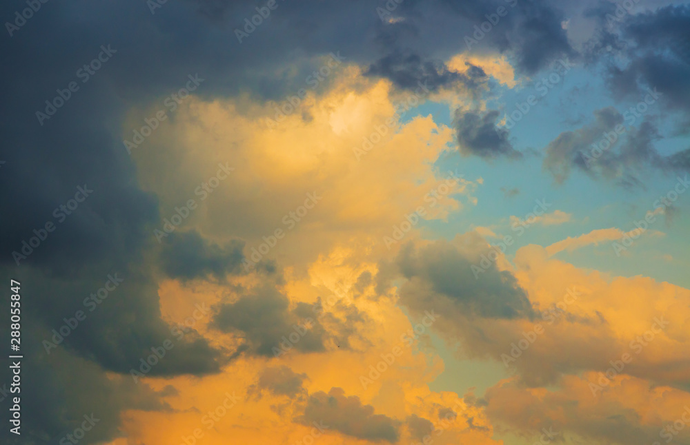 Sky and yellow clouds at sunset in Sky and yellow clouds at sunset in