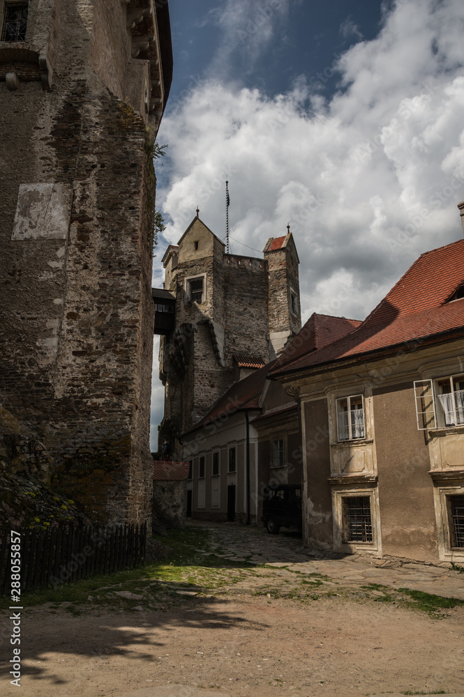 Famous gothic Pernstejn Castle courtyard in Czech REpublic Famous gothic Pernstejn Castle courtyard in Czech REpublic