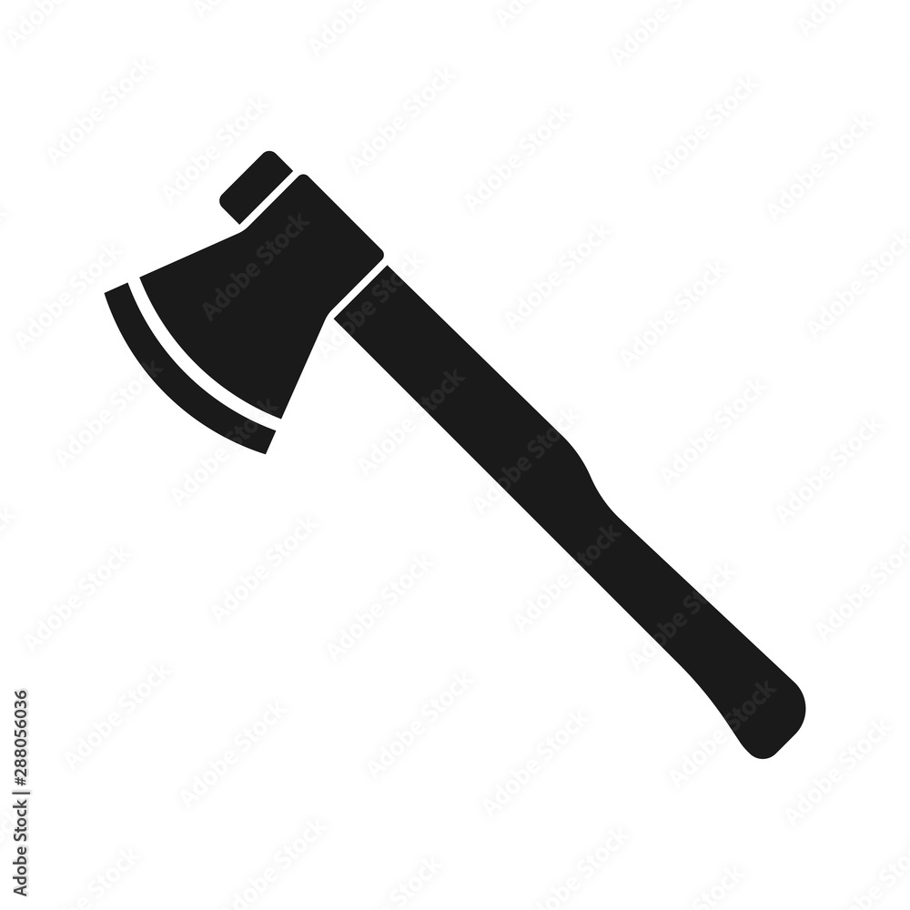 Ax icon. Vector drawing. Black silhouette. Isolated object on a white background. Isolate. Ax icon. Vector drawing. Black silhouette. Isolated object on a white background. Isolate.