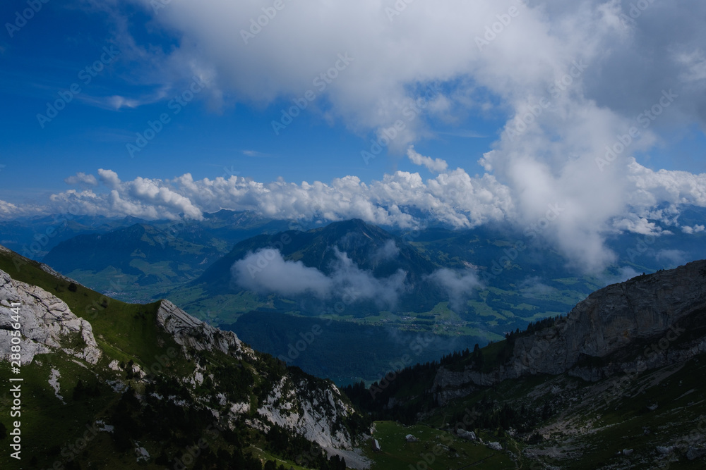 mountains and clouds