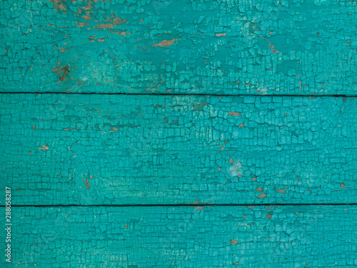 Vintage green old wooden planks wall background.