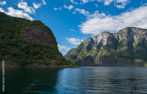 The Aurlandsfjord - a narrow, lush branch of Norway’s longest fjord, the Sognefjord. July 2019
