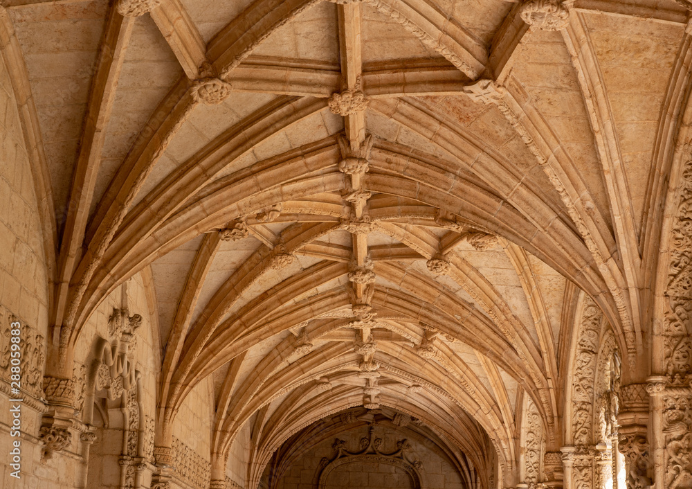 Detail of the magnificent carvings in the cloisters in the Monastery of Jeronimos in Belem Detail of the magnificent carvings in the cloisters in the Monastery of Jeronimos in Belem