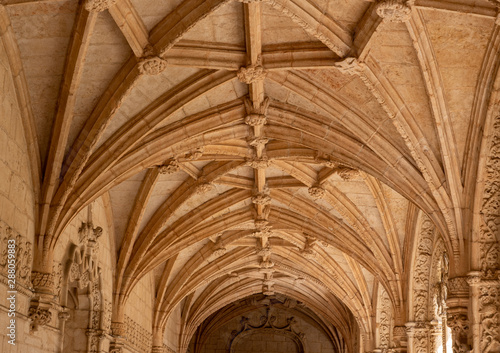 Detail of the magnificent carvings in the cloisters in the Monastery of Jeronimos in Belem
