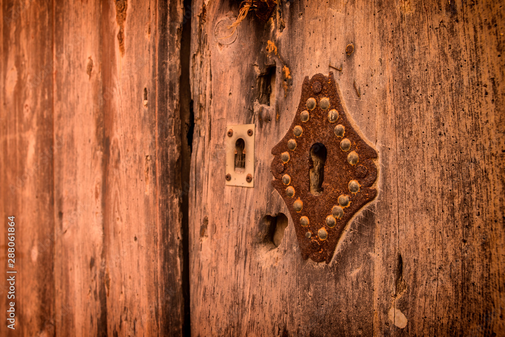 Old wooden antique door and lock Old wooden antique door and lock