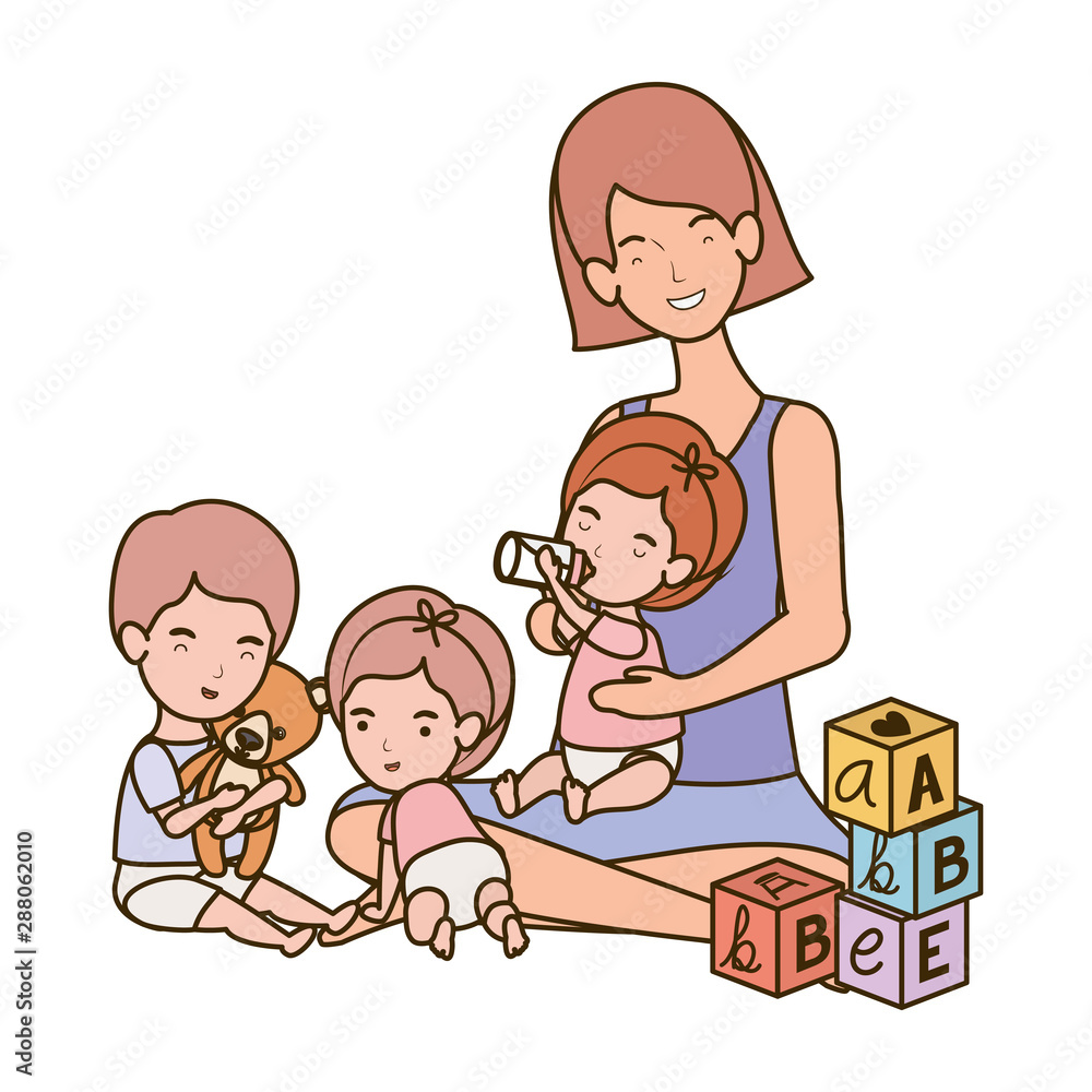 cute pregnancy mother with little kids characters cute pregnancy mother with little kids characters