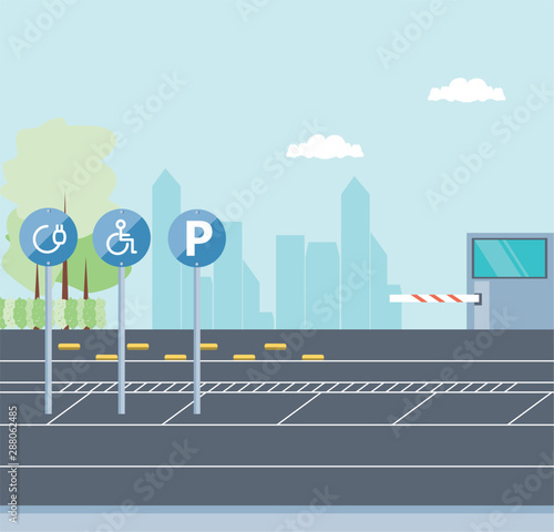 parking zone urban scene icon