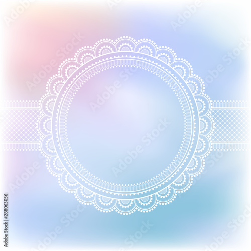Blurred pastel background with decorative pattern in ethnic oriental style on for greeting card, invitation or announcement