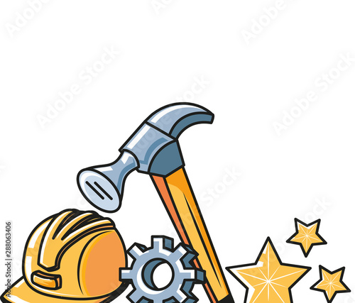 hammer with helmet and icons