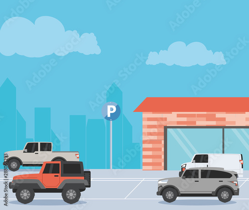 parking zone urban scene icon