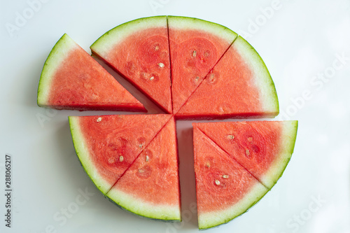 Watermelon sliced and cut into wedges