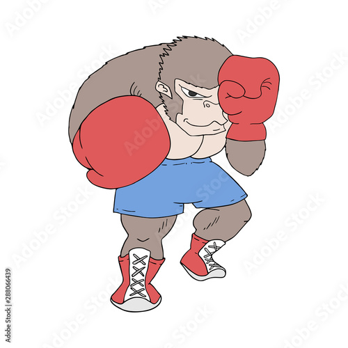 Boxing gorilla illustration