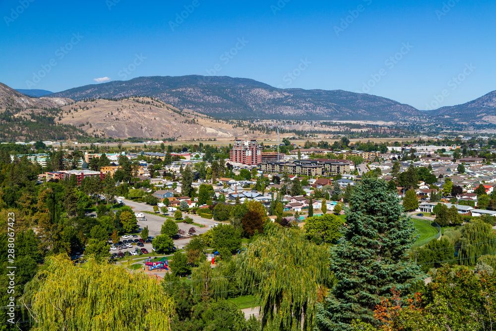 View of the Naramata Bench from Munson Mountain in the Okanagan Valley city of Penticton, British Columbia, Canada.