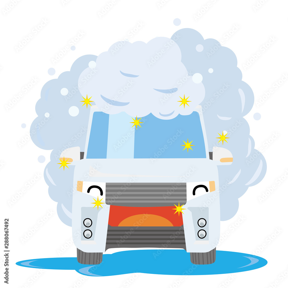 擬人化した洗車中の車のイラスト 泡に包まれた自動車 ミニバン ファミリーカー 白擬人化した洗車中の笑顔の車のイラスト 洗車機と自動車 Rv車 クロスオーバー車 グレー Car Being Washed Stock Vector Adobe Stock