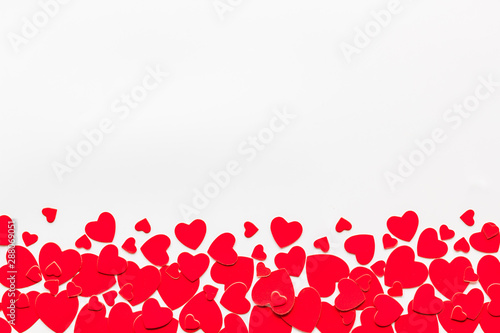 Heart frame for present carts on white background top view mock up