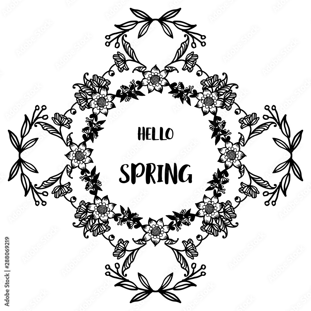 Fototapeta premium Various crowd of leaf floral frame, for beautiful card design hello spring. Vector