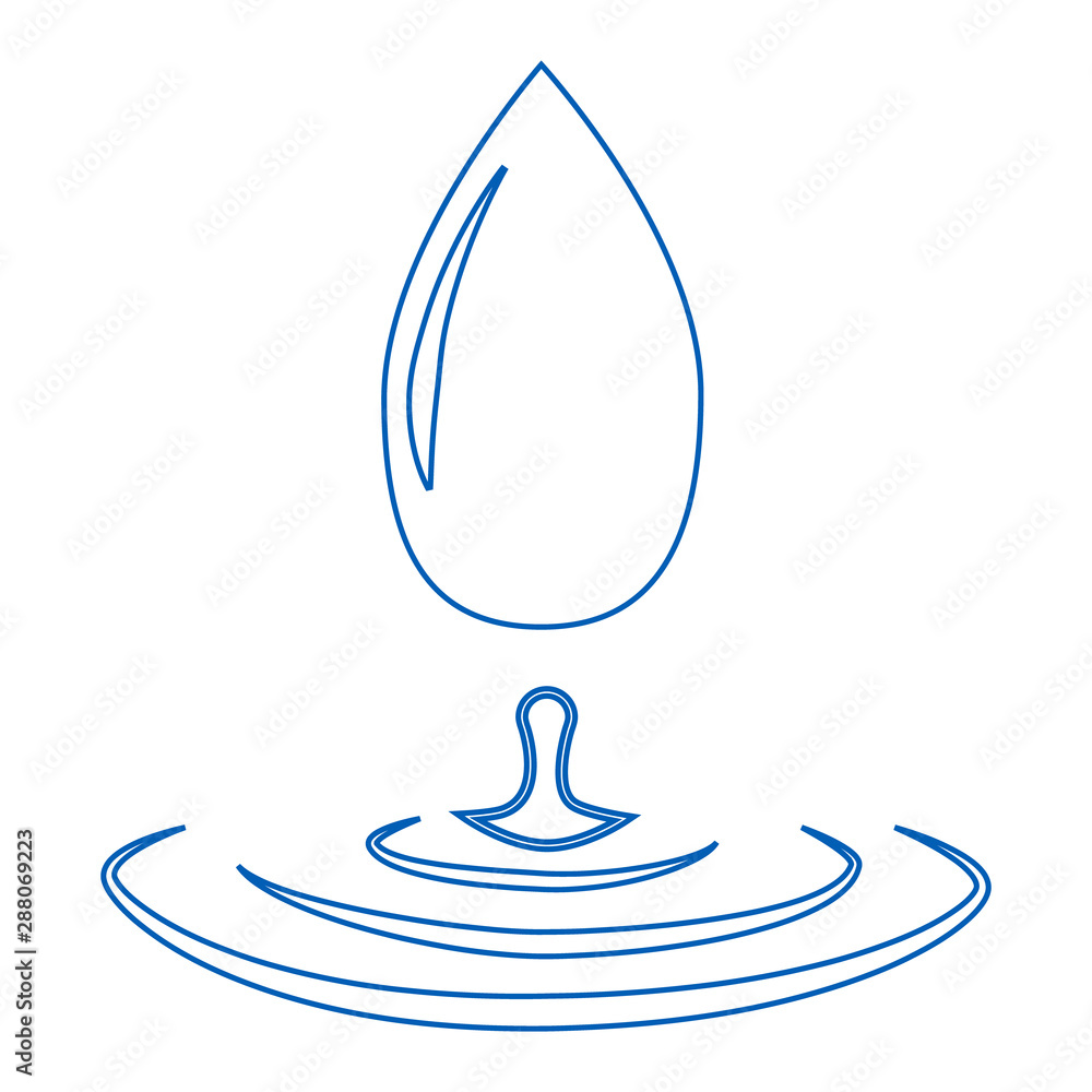 Water drop and spill. Blue water drop and water spill.