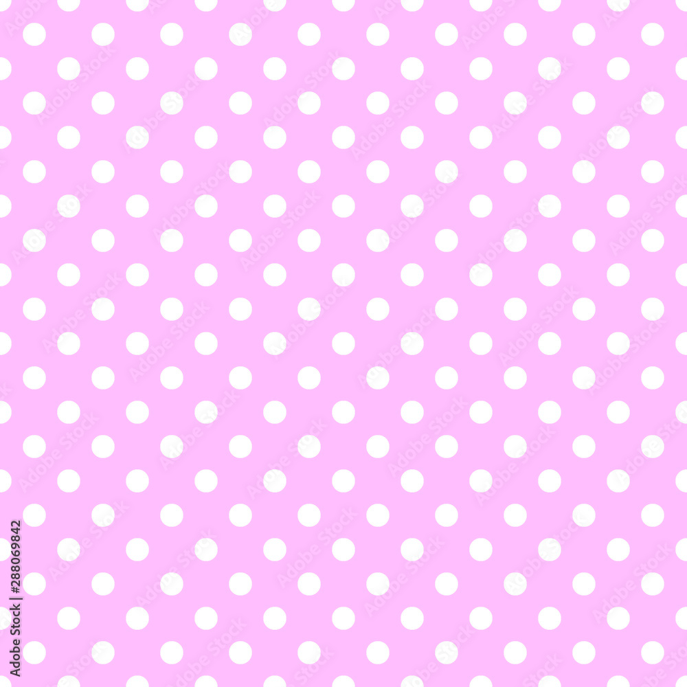White polka dots on pink background. Seamless pattern. Сlassic elegant feminine print for fabric, paper, packaging, cover White polka dots on pink background. Seamless pattern. Сlassic elegant feminine print for fabric, paper, packaging, cover